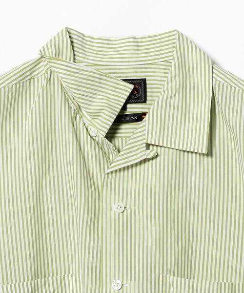 【極美品】BEAMS PLUS ストライプ柄 半袖 プルオーバー シャツ L 極美品】BEAMS PLUS ストライプ柄 半袖 プルオーバー シャツ L