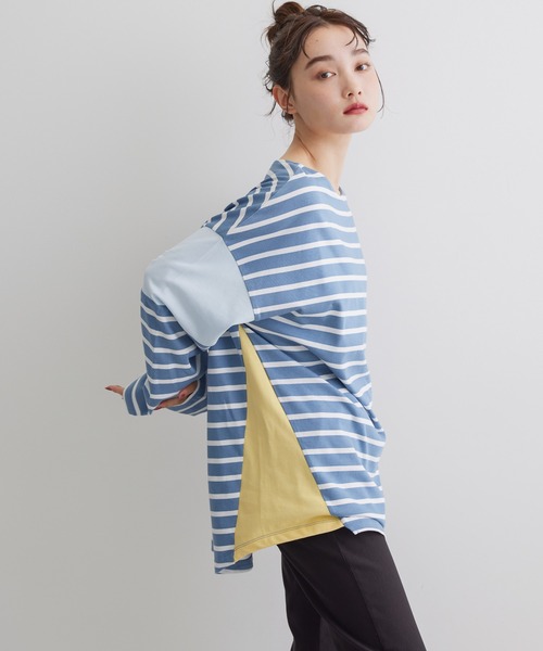 AMERICAN HOLIC（アメリカンホリック）の「切替ボーダーカットチュニック（チュニック・レディース・ブルー系その他2/グリーン系その他/ブルー系その他/ブラック系その他4・L/M）」の3枚目の写真