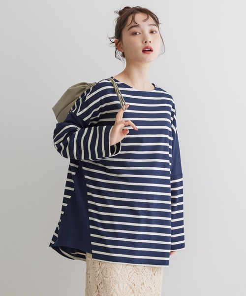 AMERICAN HOLIC（アメリカンホリック）の「切替ボーダーカットチュニック（チュニック・レディース・ブルー系その他2/グリーン系その他/ブルー系その他/ブラック系その他4・L/M）」の4枚目の写真