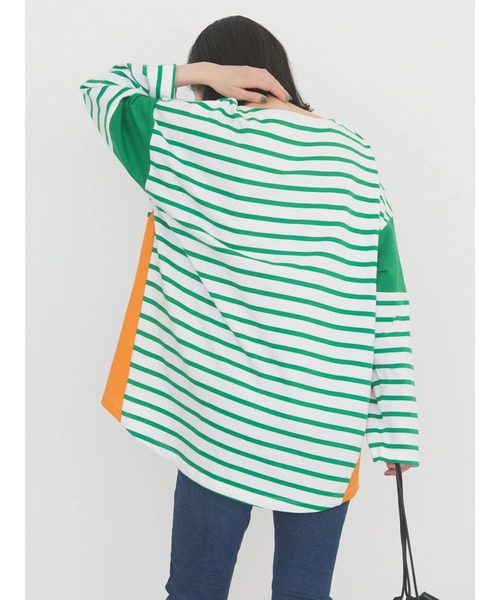 AMERICAN HOLIC（アメリカンホリック）の「切替ボーダーカットチュニック（チュニック・レディース・ブルー系その他2/グリーン系その他/ブルー系その他/ブラック系その他4・L/M）」の5枚目の写真