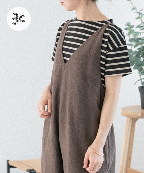 FORK&SPOON（フォークアンドスプーン）の「FORK&SPOON　ボートネックボーダーショートスリーブ（Tシャツ/カットソー・レディース・イエロー系その他/ブラック系その他/ベージュ系その他/ブルー系その他・1）」の3枚目の写真