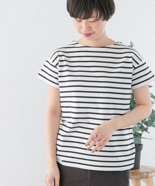 FORK&SPOON（フォークアンドスプーン）の「FORK&SPOON　ボートネックボーダーショートスリーブ（Tシャツ/カットソー・レディース・イエロー系その他/ブラック系その他/ベージュ系その他/ブルー系その他・1）」の8枚目の写真