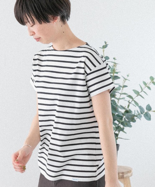 FORK&SPOON（フォークアンドスプーン）の「FORK&SPOON　ボートネックボーダーショートスリーブ（Tシャツ/カットソー・レディース・イエロー系その他/ブラック系その他/ベージュ系その他/ブルー系その他・1）」の9枚目の写真