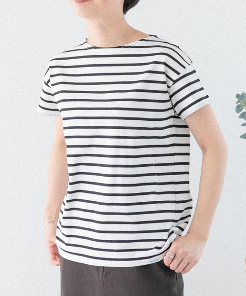 FORK&SPOON（フォークアンドスプーン）の「FORK&SPOON　ボートネックボーダーショートスリーブ（Tシャツ/カットソー・レディース・イエロー系その他/ブラック系その他/ベージュ系その他/ブルー系その他・1）」の10枚目の写真