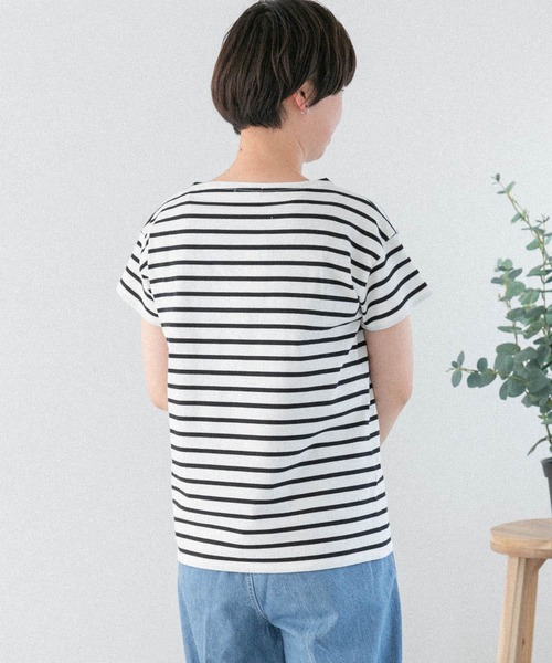 FORK&SPOON（フォークアンドスプーン）の「FORK&SPOON　ボートネックボーダーショートスリーブ（Tシャツ/カットソー・レディース・イエロー系その他/ブラック系その他/ベージュ系その他/ブルー系その他・1）」の14枚目の写真