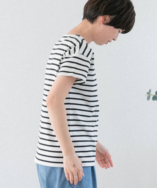 FORK&SPOON（フォークアンドスプーン）の「FORK&SPOON　ボートネックボーダーショートスリーブ（Tシャツ/カットソー・レディース・イエロー系その他/ブラック系その他/ベージュ系その他/ブルー系その他・1）」の15枚目の写真
