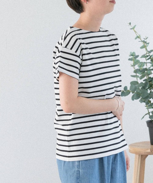 FORK&SPOON（フォークアンドスプーン）の「FORK&SPOON　ボートネックボーダーショートスリーブ（Tシャツ/カットソー・レディース・イエロー系その他/ブラック系その他/ベージュ系その他/ブルー系その他・1）」の16枚目の写真