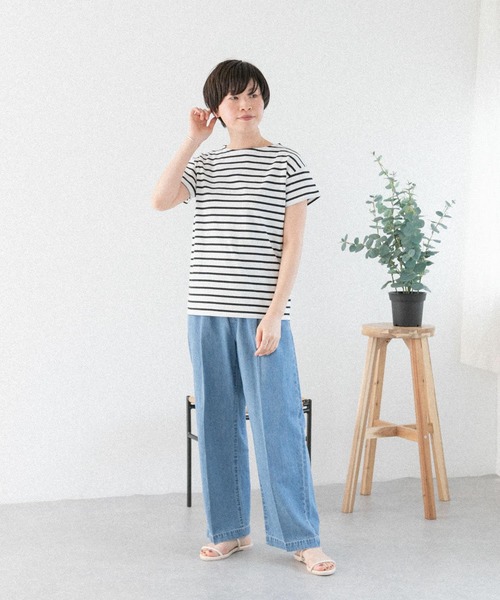 FORK&SPOON（フォークアンドスプーン）の「FORK&SPOON　ボートネックボーダーショートスリーブ（Tシャツ/カットソー・レディース・イエロー系その他/ブラック系その他/ベージュ系その他/ブルー系その他・1）」の17枚目の写真