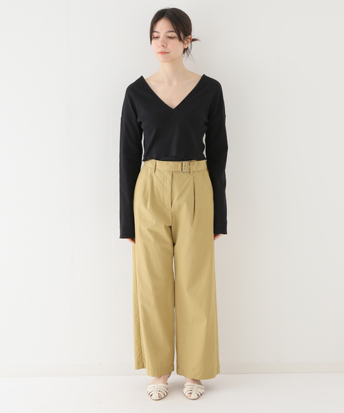 JANE SMITH ジェーンスミス 23春夏 Vネック ショート丈 プルオーバー / VN SHORT LENGTH カットソー 長袖 コットン オフホワイト38(M) IENA（イエナ）の「【JANE SMITH/ジェーンスミス】VN SHORT LENGTH