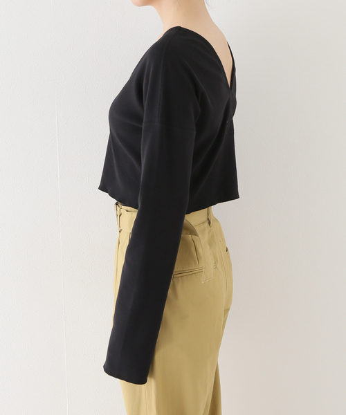 JANE SMITH ジェーンスミス 23春夏 Vネック ショート丈 プルオーバー / VN SHORT LENGTH カットソー 長袖 コットン オフホワイト38(M) IENA（イエナ）の「【JANE SMITH/ジェーンスミス】VN SHORT LENGTH