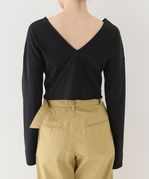 JANE SMITH ジェーンスミス 23春夏 Vネック ショート丈 プルオーバー / VN SHORT LENGTH カットソー 長袖 コットン オフホワイト38(M) IENA（イエナ）の「【JANE SMITH/ジェーンスミス】VN SHORT LENGTH