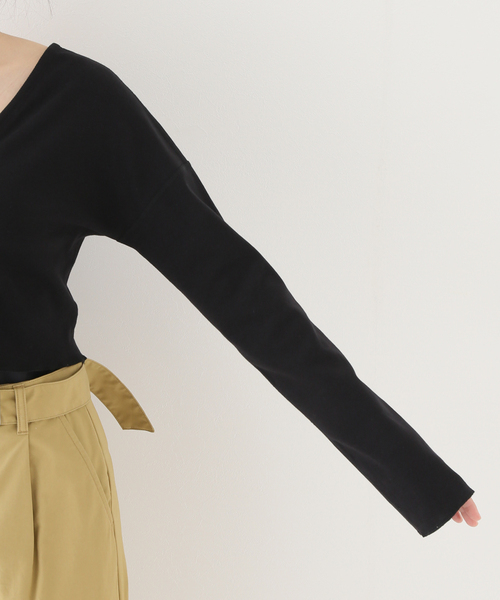 JANE SMITH ジェーンスミス 23春夏 Vネック ショート丈 プルオーバー / VN SHORT LENGTH カットソー 長袖 コットン オフホワイト38(M) IENA（イエナ）の「【JANE SMITH/ジェーンスミス】VN SHORT LENGTH