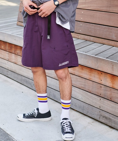 GERRY（ジェリー）の「GERRY/ジェリー 別注 ロゴ刺繍 ナイロン クライミングワイドショートパンツ/水陸両用（その他パンツ・メンズ・パープル/ネイビー/ベージュ/グレー/ブラック/カーキ/マスタード/グレイッシュブルー・S/M/L）」の19枚目の写真