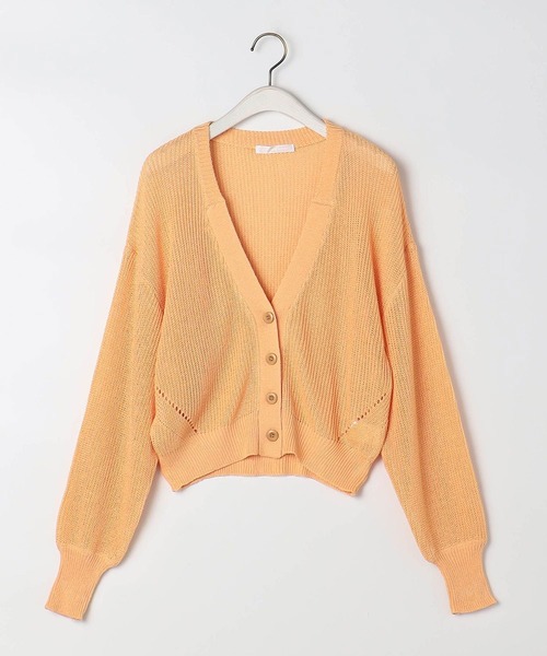 NICOLE white（ニコルホワイト）の「片畦Ｖネックショートカーディガン（カーディガン/ボレロ・レディース・オレンジ/グレー/オフホワイト/ネイビー・FREE）」の5枚目の写真