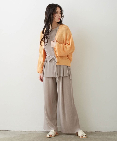 NICOLE white（ニコルホワイト）の「片畦Ｖネックショートカーディガン（カーディガン/ボレロ・レディース・オレンジ/グレー/オフホワイト/ネイビー・FREE）」の17枚目の写真