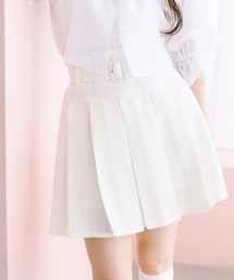【セットアップ対応】ベルト付きプリーツミニスカート