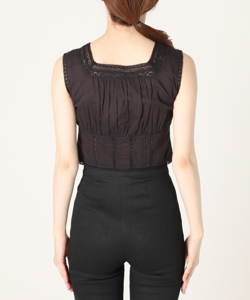 Charles Chaton（シャルルシャトン）の「cotton square blouse コットンスクエアブラウス（シャツ/ブラウス・レディース・ブラック/サックスブルー・FREE）」の3枚目の写真