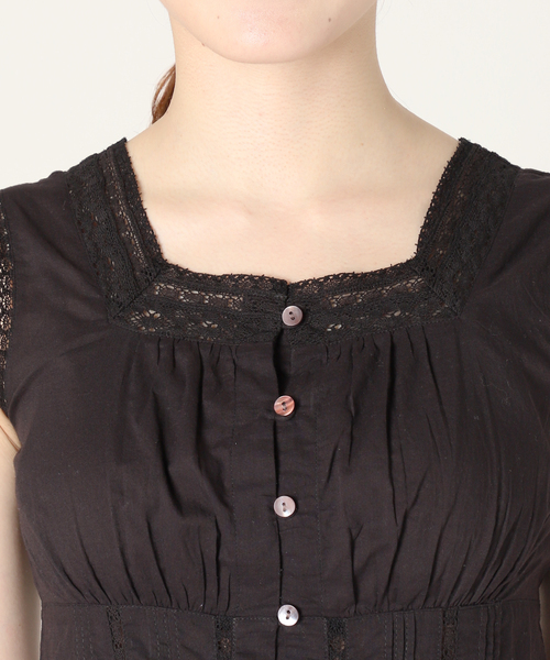 Charles Chaton（シャルルシャトン）の「cotton square blouse コットンスクエアブラウス（シャツ/ブラウス・レディース・ブラック/サックスブルー・FREE）」の15枚目の写真