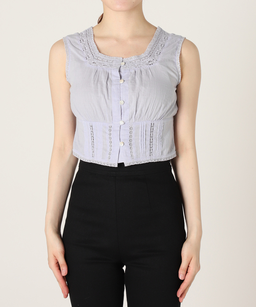 Charles Chaton（シャルルシャトン）の「cotton square blouse コットンスクエアブラウス（シャツ/ブラウス・レディース・ブラック/サックスブルー・FREE）」の14枚目の写真