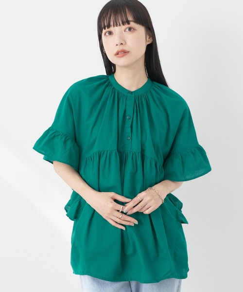 earth music&ecology（アースミュージックアンドエコロジー）の「コットンボイルボリュームブラウス（シャツ/ブラウス・レディース・ブラック/オフホワイト/ブルー/グリーン・FREE）」の3枚目の写真