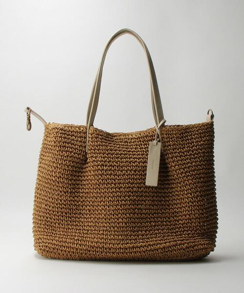 フォルナ　ペーパー　レザーハンドル　トートバッグ　かごバッグ　新品　ブラウン folna（フォルナ）の「【別注】＜Folna＞ペーパー レザー