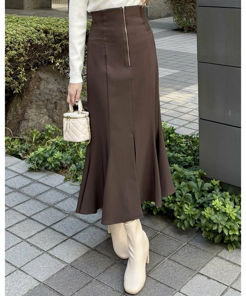 clear（クリア）の「ウエストリブスリット入りマーメイドスカート[低身長用サイズ有 細見え 骨格ウェーブ]≪2025SS新作≫（スカート・レディース・グレイッシュベージュ/ブラック/ピンク/ブラウン/アイボリー/ライトピンク/ブルーグレー・F/XS）」の5枚目の写真