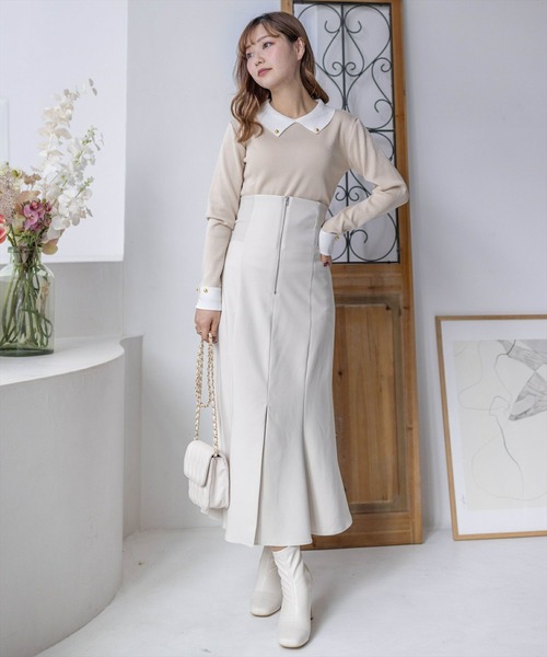 clear（クリア）の「ウエストリブスリット入りマーメイドスカート[低身長用サイズ有 細見え 骨格ウェーブ]≪2025SS新作≫（スカート・レディース・グレイッシュベージュ/ブラック/ピンク/ブラウン/アイボリー/ライトピンク/ブルーグレー・F/XS）」の17枚目の写真