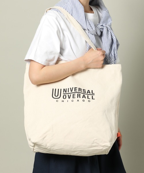 UNIVERSAL OVERALL(ユニバーサルオーバーオール)の「【UNIVERSAL OVERALL】スーベニアコットンコットントートバッグ UVO-087(トートバッグ・メンズ・ブラック/ホワイト・FREE)」の6枚目の写真