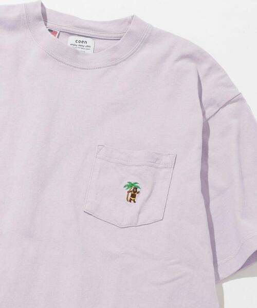 coen（コーエン）の「サマーベアワンポイント刺繍Tシャツ（WEB限定カラー）（Tシャツ/カットソー・メンズ・ホワイト/ブラック/ネイビー/オフホワイト/ライム/ライラック・S/M/L/XL）」の6枚目の写真