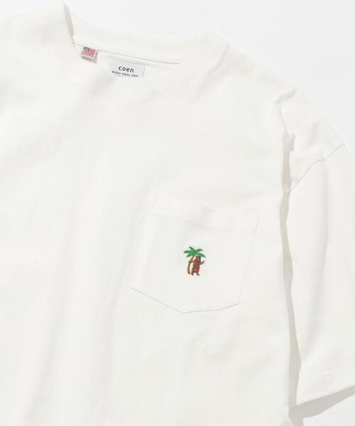 coen（コーエン）の「サマーベアワンポイント刺繍Tシャツ（WEB限定カラー）（Tシャツ/カットソー・メンズ・ホワイト/ブラック/ネイビー/オフホワイト/ライム/ライラック・S/M/L/XL）」の3枚目の写真