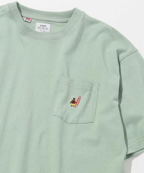 coen（コーエン）の「サマーベアワンポイント刺繍Tシャツ（WEB限定カラー）（Tシャツ/カットソー・メンズ・ホワイト/ブラック/ネイビー/オフホワイト/ライム/ライラック・S/M/L/XL）」の5枚目の写真