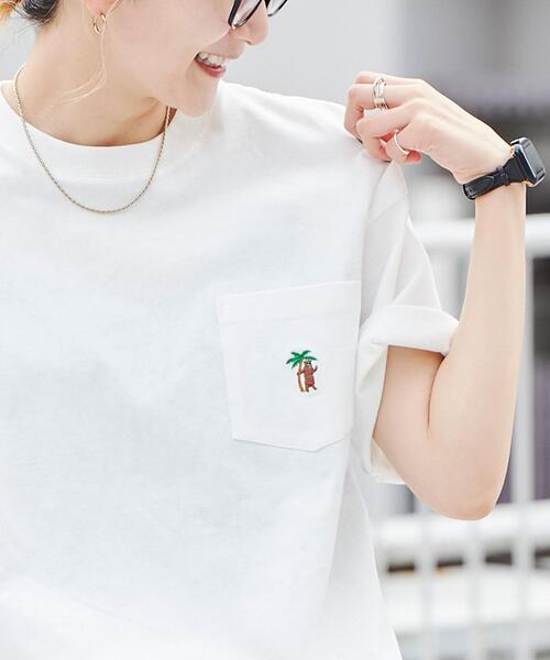 coen（コーエン）の「サマーベアワンポイント刺繍Tシャツ（WEB限定カラー）（Tシャツ/カットソー・メンズ・ホワイト/ブラック/ネイビー/オフホワイト/ライム/ライラック・S/M/L/XL）」の8枚目の写真