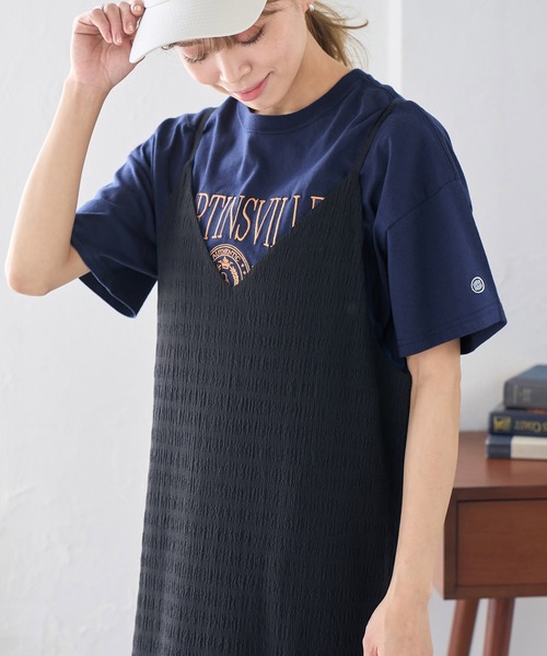 DISCUS ATHLETIC（ディスカス　アスレチック）の「【DISCUS ATHLETIC/ディスカスアスレチック】ロゴTシャツ（Tシャツ/カットソー・レディース・ネイビー/ホワイト系その他/キャメル/グリーン/ホワイト・38）」の4枚目の写真