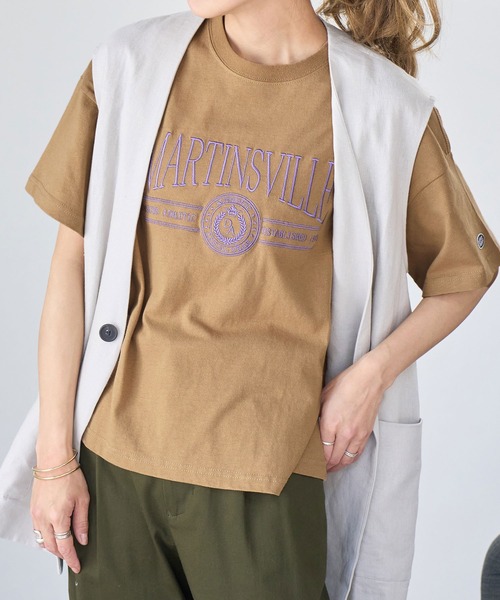 DISCUS ATHLETIC（ディスカス　アスレチック）の「【DISCUS ATHLETIC/ディスカスアスレチック】ロゴTシャツ（Tシャツ/カットソー・レディース・ネイビー/ホワイト系その他/キャメル/グリーン/ホワイト・38）」の5枚目の写真