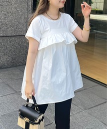 フリルギャザーペプラムTシャツ