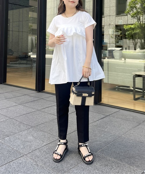 prose verse（プロズヴェール）の「フリルギャザーペプラムTシャツ（Tシャツ/カットソー・レディース・ブラック/オフホワイト・MEDIUM）」の20枚目の写真