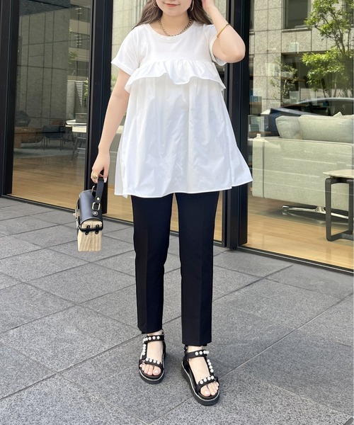 prose verse（プロズヴェール）の「フリルギャザーペプラムTシャツ（Tシャツ/カットソー・レディース・ブラック/オフホワイト・MEDIUM）」の22枚目の写真