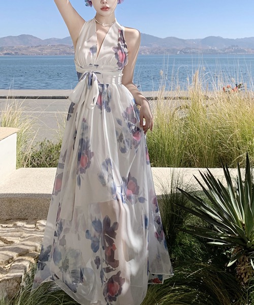 Grandeir（グランディール）の「バッククロスフレアロングワンピース（ワンピース・レディース・ホワイト系その他・M）」の7枚目の写真