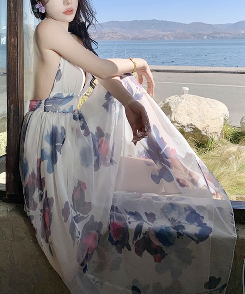 Grandeir（グランディール）の「バッククロスフレアロングワンピース（ワンピース・レディース・ホワイト系その他・M）」の4枚目の写真