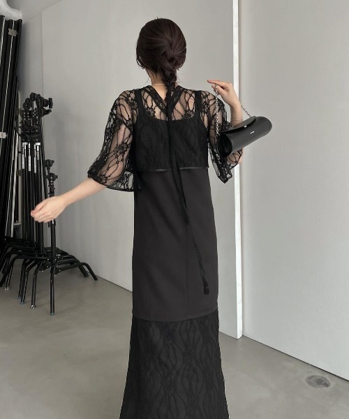 WILLFULLY（ウィルフリー）の「tulle lace panel switching camisole