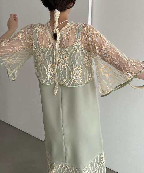 WILLFULLY（ウィルフリー）の「tulle lace panel switching camisole