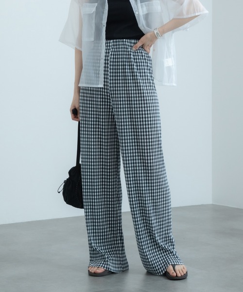セール】ギンガムチェックプリーツイージーパンツ / ギンガム