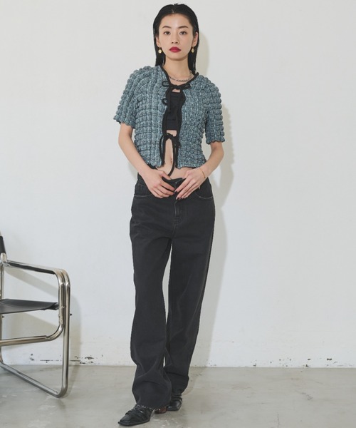 Solace（ソレイス）の「マルチWAYポップコーンミニトップス（Tシャツ/カットソー・レディース・ミント/ネイビー・FREE）」の12枚目の写真