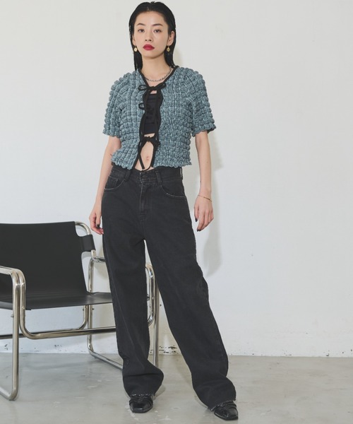 Solace（ソレイス）の「マルチWAYポップコーンミニトップス（Tシャツ/カットソー・レディース・ミント/ネイビー・FREE）」の14枚目の写真