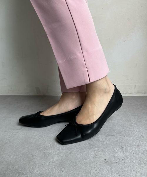 DouDou（ドゥドゥ）の「晴雨兼用スクエアソフトバレエ（バレエシューズ・レディース・ブラック/カーキ・23.5cm/24cm/24.5cm）」の2枚目の写真