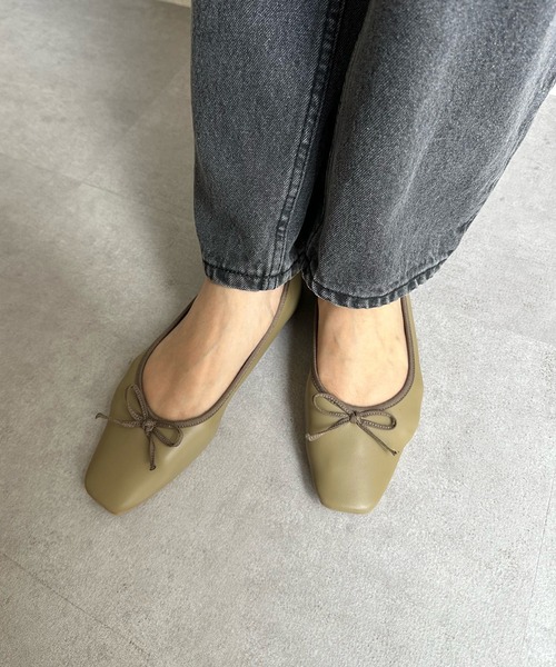 DouDou（ドゥドゥ）の「晴雨兼用スクエアソフトバレエ（バレエシューズ・レディース・ブラック/カーキ・23.5cm/24cm/24.5cm）」の7枚目の写真