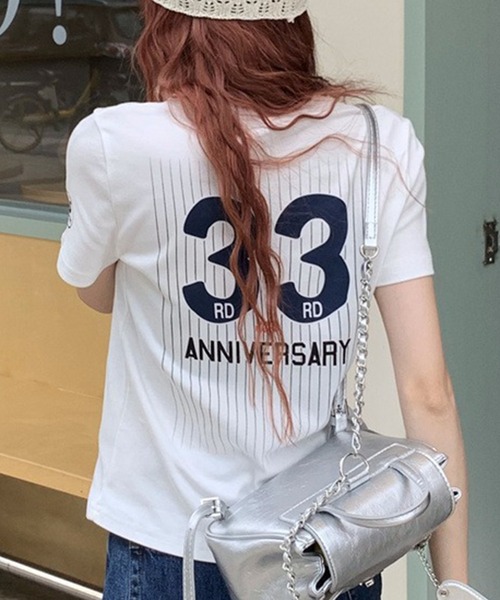 LYEON（リヨン）の「バックナンバーロゴTシャツ（Tシャツ/カットソー・レディース・グレー/ホワイト・FREE）」の16枚目の写真