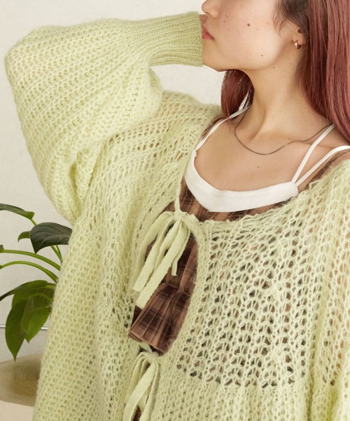 w closet（ダブルクローゼット）の「【前後2WAY】モヘア混カーディガン（ニット/セーター・レディース・オフホワイト/サックスブルー系/イエロー・FREE）」の21枚目の写真