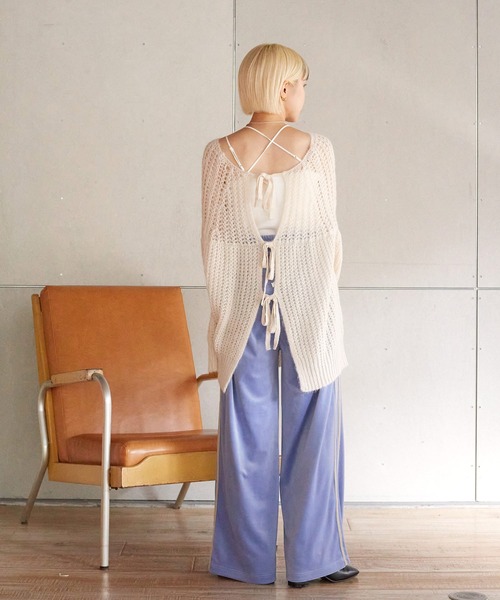 w closet（ダブルクローゼット）の「【前後2WAY】モヘア混カーディガン（ニット/セーター・レディース・オフホワイト/サックスブルー系/イエロー・FREE）」の5枚目の写真