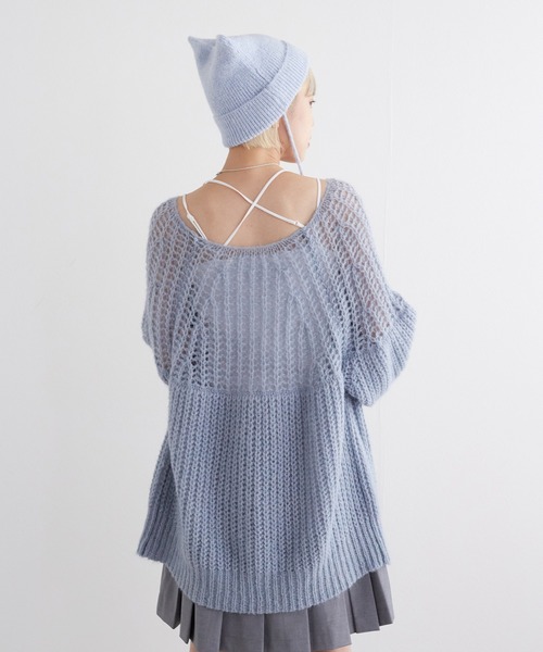 w closet（ダブルクローゼット）の「【前後2WAY】モヘア混カーディガン（ニット/セーター・レディース・オフホワイト/サックスブルー系/イエロー・FREE）」の11枚目の写真